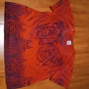 Ransom 1X women's shirt butterfly imprint beautiful shirt
